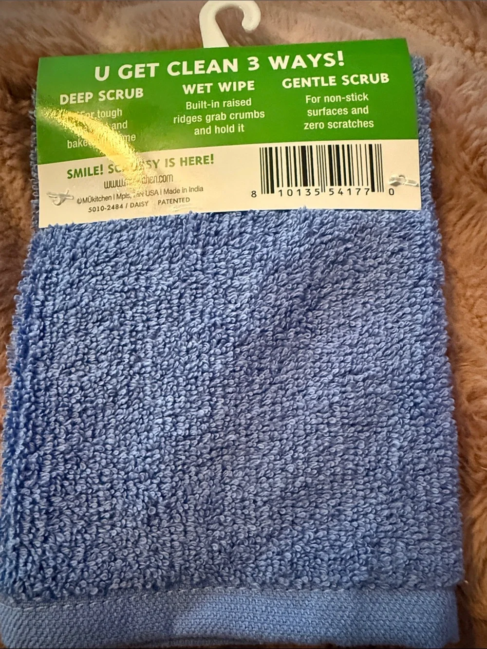 Daisy Scrubsy Blue Dishcloth with White & Yellow Daisy